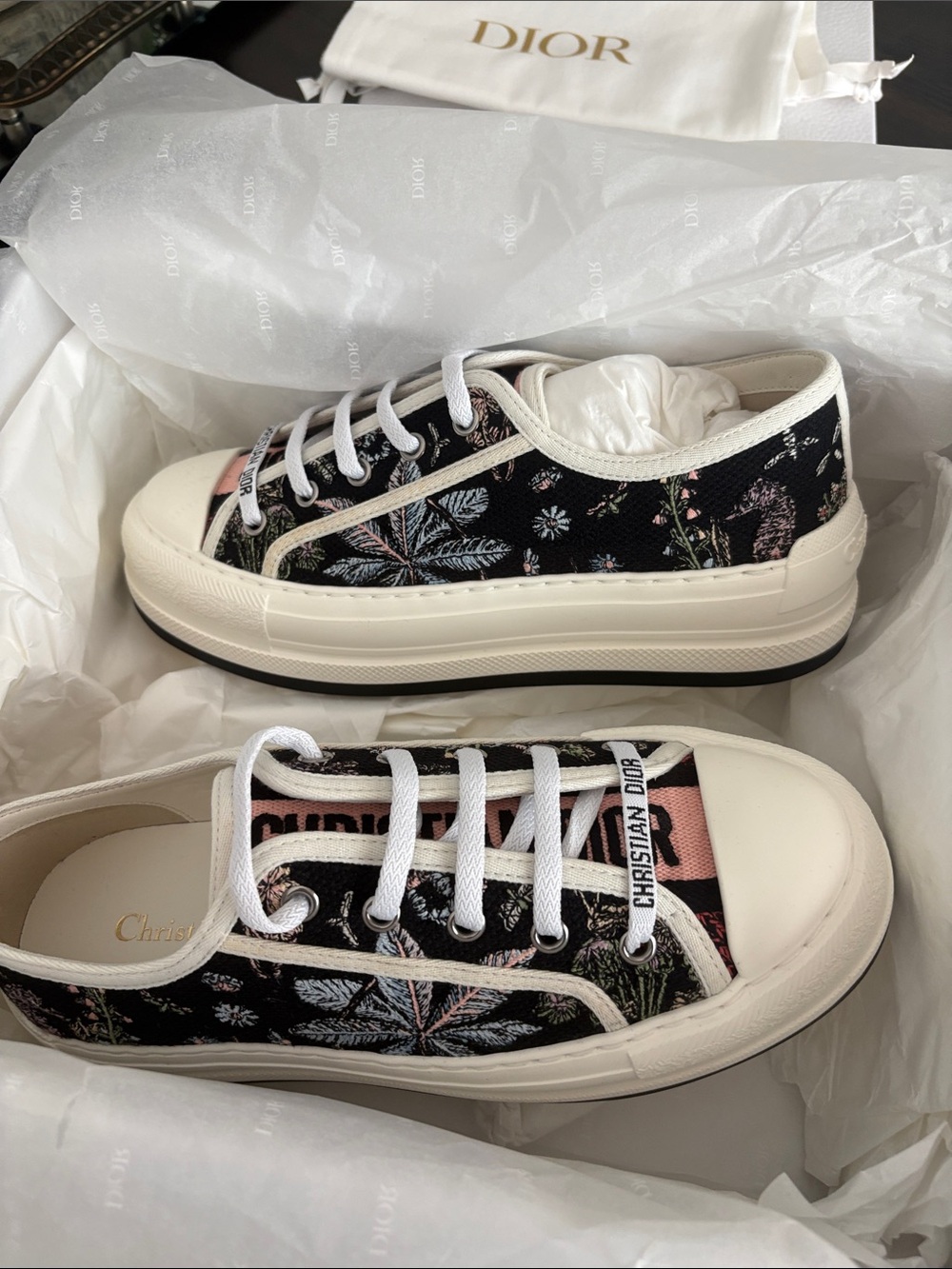 NWT Dior Walk'n' Platform Sneaker Floral Canvas Sneakers